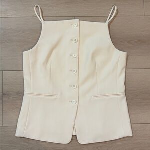 STAUD Cream Button-Front Spaghetti Strap Camisole